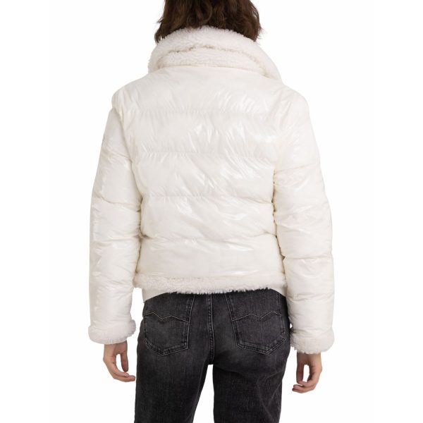 Replay Women s Reversible Jacket in Nylon and Sherpa For Cheap