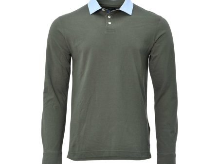 Hackett London Men s Green Slim Fit Long Sleeve Polo Shirt For Discount