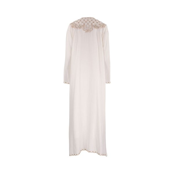 Amore Mio By Hitu Women s White With Embroidery & Embellishment Abaya on Sale