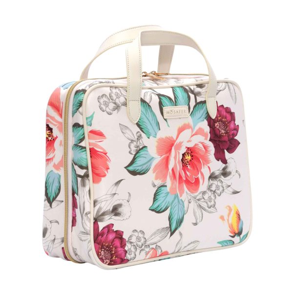 Mosafer Women s Seasonal Collection White Floral Toiletry Bag, Size:  29X24X13cm Online Sale