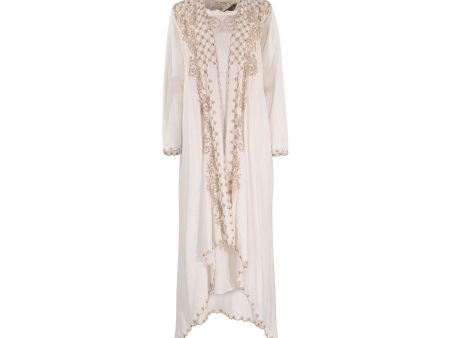 Amore Mio By Hitu Women s White With Embroidery & Embellishment Abaya on Sale