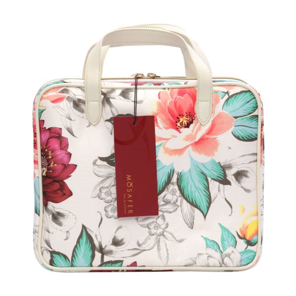 Mosafer Women s Seasonal Collection White Floral Toiletry Bag, Size:  29X24X13cm Online Sale