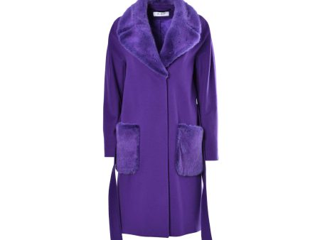 Black By Mz Women s Purple Coat With Fur Pocket For Sale