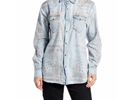 Replay Women s Denim Shirt with Bandana Print on Sale