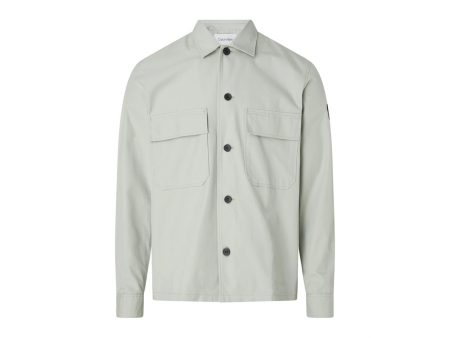 Calvin Klein Men s Oversize Button Collar Green Shirt For Discount