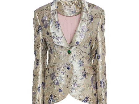 Barbara Rizzi Atelier Zeina Brocade Floral Jacket For Sale