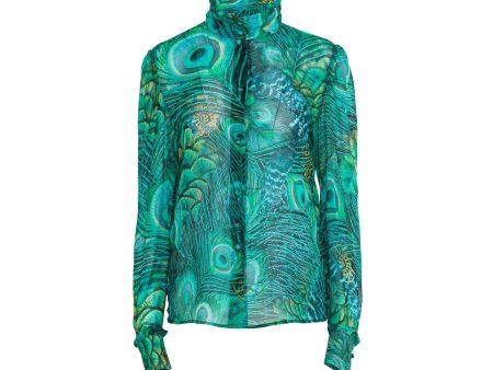 Barbara Rizzi Atelier Rania Long Sleeve Green Shirt on Sale