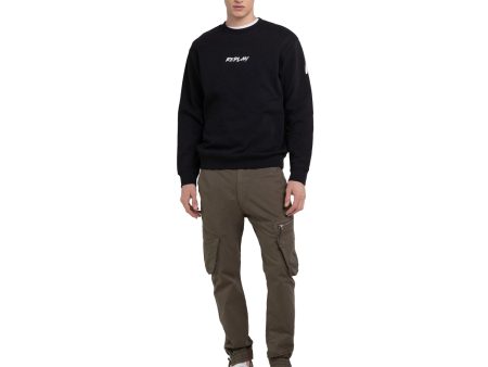 Replay Men s  Relaxed Fit Crewneck Sweatshirt with Print For Discount