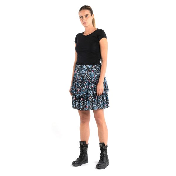 Replay Women s Mini Skirt All Over Printed Poly Satin Discount