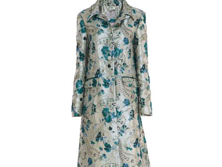 Barbara Rizzi Atelier Carla Brocade Green Coat on Sale