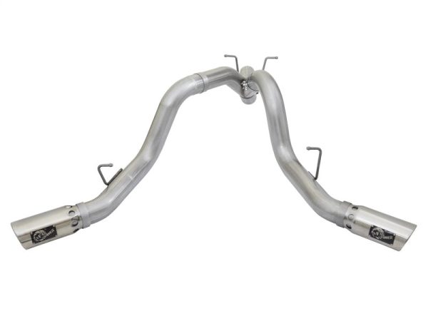 aFe ATLAS 4in DPF-Back Alum Steel Exhaust System w Dual Exit Polished Tip 2017 GM Duramax 6.6L (td) For Discount