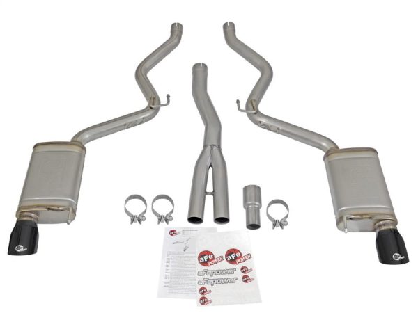 aFe MACHForce XP Exhausts Cat-Back SS-304 EXH w  Black Tips 15-16 Ford Mustang EcoBoost 2.3L (t) Hot on Sale