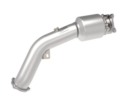 aFe 09-16 Audi A4 A5 (B8) L4-2.0L (t) Twisted Steel 3in. Downpipe - 304 Stainless w  Cat Supply