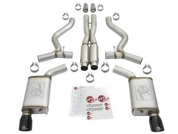 aFe MACHForce XP 3in 304 SS Loud Tone Cat-Back w  Black Tips 15-17 Ford Mustang V6-3.7L V8-5.0L For Sale