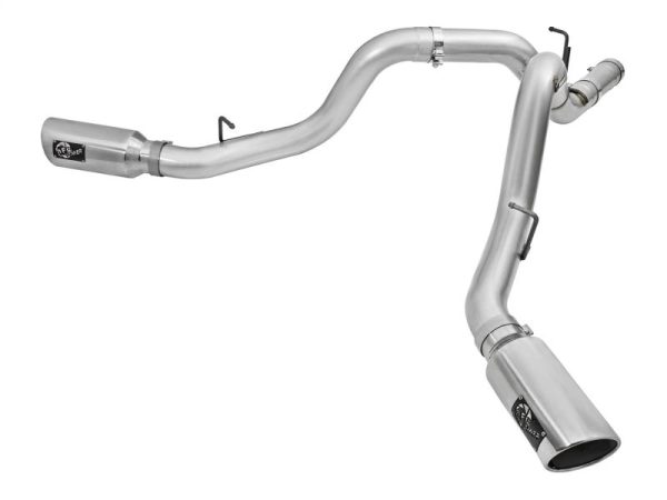 aFe Atlas Exhaust 4in Dual DPF-Back Al Steel w  Pol Tips 16-17 GM Diesel Truck V8-6.6L (td) LML Online