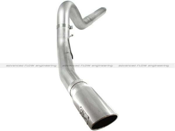 aFe Atlas 5in DPF-Back Aluminized Steel Exh Sys, Ford Diesel Trucks 08-10 V8-6.4L (td) Polished tip For Sale