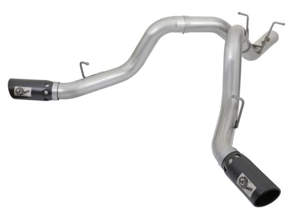 aFe ATLAS 4in DPF-Back Alum Steel Exhaust System w Dual Exit Black Tip 2017 GM Duramax 6.6L (td) Supply